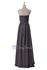 Slate gray chiffon unique bridesmaid dress floor length formal evening dresses w/inserted v-neck(bm10823l)