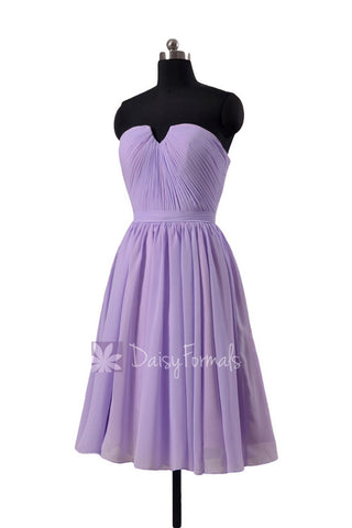 Light Mauve Short Chiffon Beach Party Dress Strapless Mauve Chiffon Formal Dress(BM10823S)