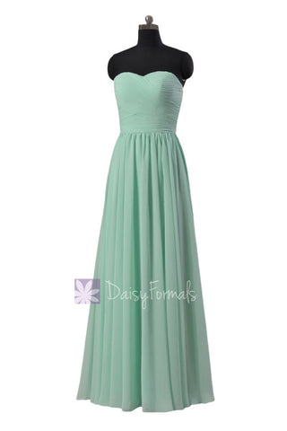 Mint Green Bridesmaid Dress Floor Length Chiffon Wedding Party Dress(BM10824L)