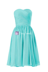 Nice aqua blue online bridesmaids dress short strapless chiffon party dress cocktail dress (bm10824s)