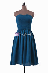 Short peacock blue simple chiffon bridesmaids dress graduation dress party dresses (bm10824s)