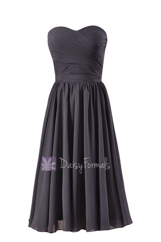 Attractive Short Length Slate Gray Bridesmaid Dress Sweetheart Chiffon Formal Dress(BM10824S)