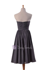 Attractive short length slate gray online bridesmaid dress sweetheart chiffon formal dresses(bm10824s)