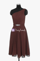 Dark Currant One Shoulder Formal Bridesmaid Dress Mulberry Party Dress (BM11143)