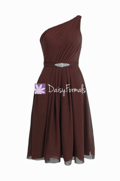 Dark currant one shoulder affordable formal bridesmaid dress mulberry party dress (bm11143)