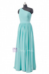 Tiffany blue one-shoulder long bridal party dress turquoise bridesmaid dresses(bm122)