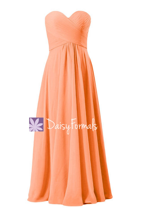 Popular orange chiffon wedding party dress long fresh orange formal dress(bm2442)