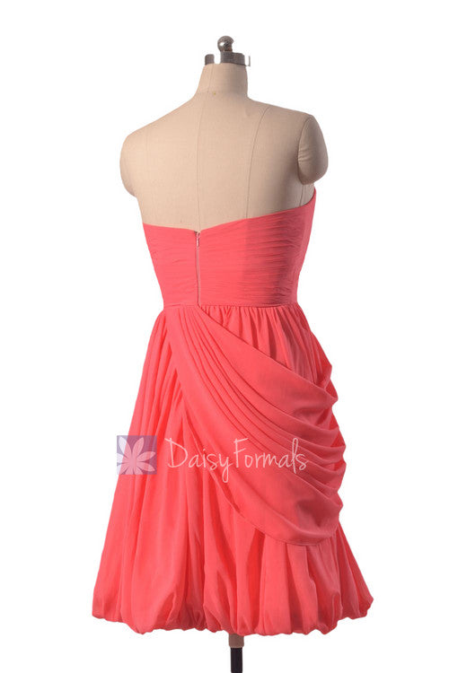 coral dresses short Cherry Bridesmaid Dress Short Sweerheart Bridal Party Dress Chiffon Co – DaisyFormals-Bridesmaid and Formal Dresses in 59+ Colors