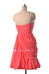 Cherry Bridesmaid Dress Short Sweerheart Bridal Party Dress Chiffon Cocktail Dress(BM130)