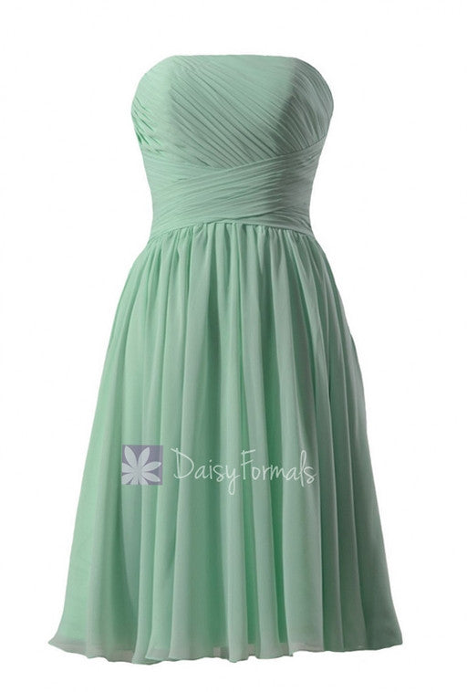 Elegant Mint Strapless Chiffon Bridesmaid Dress Short Prom Dress Cockt DaisyFormals-Bridesmaid and Formal Dresses in 59+ Colors Elegant Mint Strapless Chiffon Bridesmaid Dress Short Prom Dress Cockt DaisyFormals-Bridesmaid and Formal Dresses in 59+ Colors