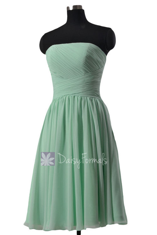 Elegant Mint Strapless Chiffon Bridesmaid Dress Short Prom Dress Cockt DaisyFormals-Bridesmaid and Formal Dresses in 59+ Colors Elegant Mint Strapless Chiffon Bridesmaid Dress Short Prom Dress Cockt DaisyFormals-Bridesmaid and Formal Dresses in 59+ Colors