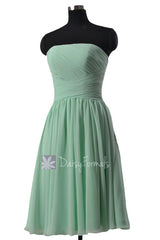 Elegant mint strapless chiffon bridesmaid dress short prom dress cocktail dresses(bm132)