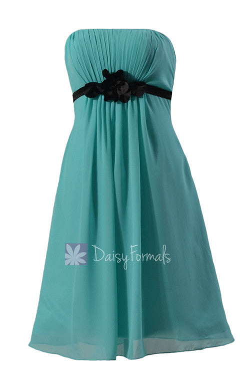 Pretty turquoise a-line chiffon bridesmaid dress tiffany blue sweetheart prom dress(bm141)