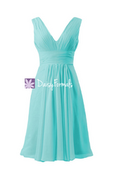 Crisp tiffany blue elegant formal dress deep v-neckline women party dress (bm1422a)