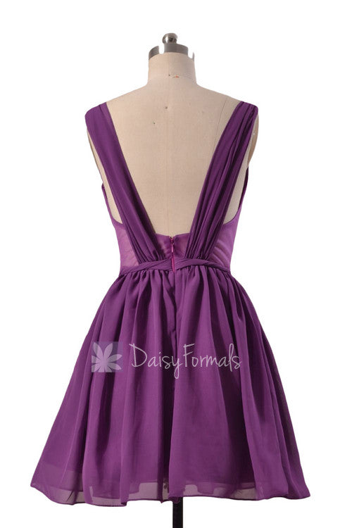 dark purple short bridesmaid dresses Dark Purple A Line Halter Short Homecoming Dress YESBABYONLINE