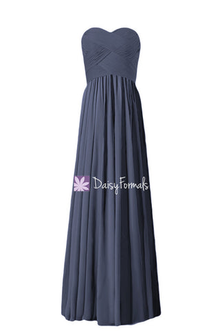 Beautiful Navy Chiffon Party Dress Long Sweetheart Bridesmaids Dress Formal Dress (BM1426L)