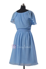 Light iris scoop neck formal party gown vintage mauve chiffon bridesmaid dresses (bm1462)
