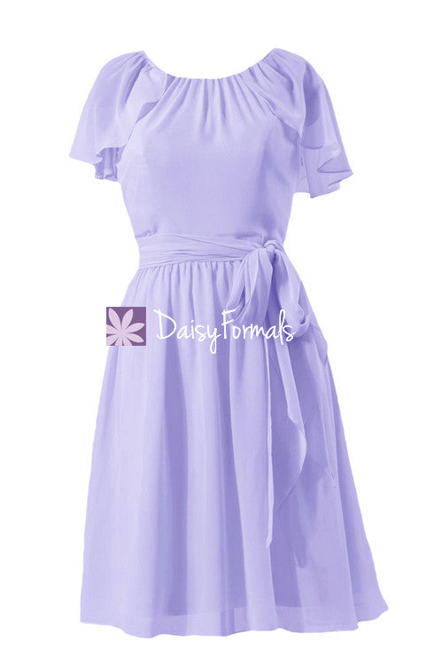 Light iris scoop neck formal party gown vintage mauve chiffon bridesmaid dress (bm1462)