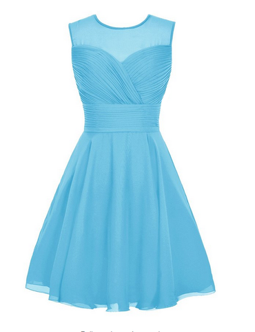Lovely Sea Blue Bridesmaid Dress Cocktail Wedding Party Dress (BM151211)