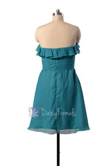 Turquoise chiffon party dress strapless beach wedding bridesmaid dresses (bm1549sd)