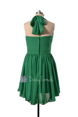 Green chiffon bridesmaid dress halter mini skirt beach wedding party dresses(bm1640)
