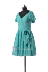 Vintage inspired party dress tiffany blue chiffon online bridesmaid dresses(bm1662)