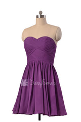 Deep lilac beach wedding party dress sweetheart mini skirt inexpensive bridesmaid dresses(bm1426b)