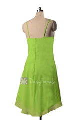 Kelly-green chiffon best bridesmaid dress high low beach wedding party dresses (bm1732)