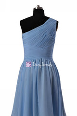 Long turquoise chiffon bridesmaid dress full length one strap party dress formal dresses (bm181l)