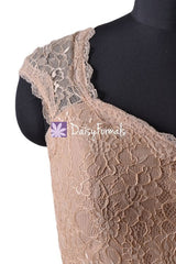 Custom Light Champagne Lace Bridesmaids Dress Cap Sleeves Party Dress Evening Dress (BM2222A)