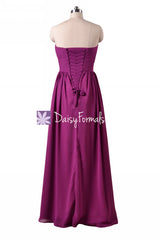 Cardinal Purple Long Bridesmaid Dress Chiffon Prom Dress Purple Evening Dress Strapless(BM224)