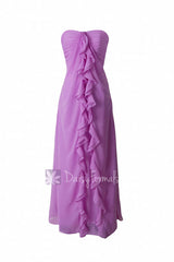 Chic wisteria long sweetheart chiffon bridesmaid dress formal evening dress lilac dress (bm232)