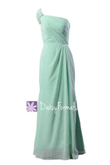 Gracious trumpet long chiffon bridesmaid dress one shoulder mint formal dress(bm2322)