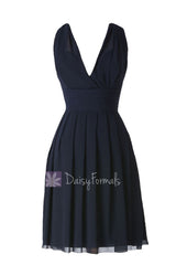 Sexy short midnight chiffon bridesmaid dress online wedding party dress w/open back(bm2326)