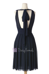 Sexy short midnight chiffon bridesmaid dress online wedding party dresses w/open back(bm2326)