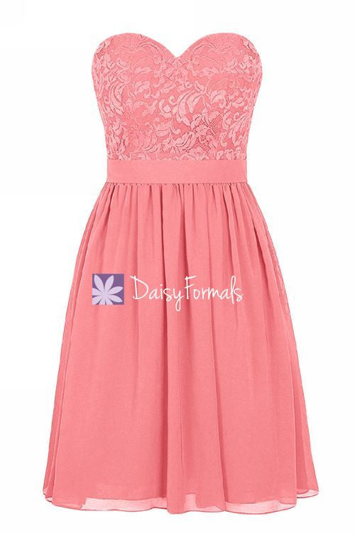 Lovely Light Coral Party Dress Short Sweetheart Lace Bridesmaids Dress DaisyFormals-Bridesmaid and Formal Dresses in 59+ Colors Lovely Light Coral Party Dress Short Sweetheart Lace Bridesmaids Dress DaisyFormals-Bridesmaid and Formal Dresses in 59+ Colors
