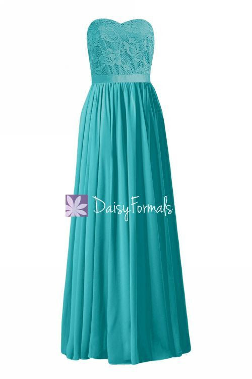 Cyan Lace Party Dress Sweetheart Long Turquoise Lace Prom Dress Formal Dress (BM2346L)