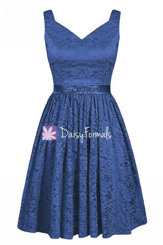 Prussian Blue Bridesmaids Dress V-neckline Party Dress Short Chiffon Dress (BM2352B)