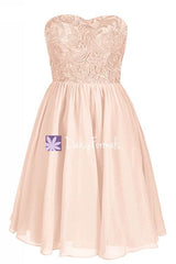 Soft Sweetheart Neckline Gown Ice Apricot Lace Cocktail Dress (BM2353)