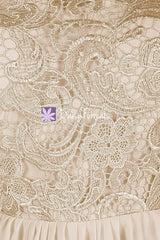 Dusty Rose Lace Cocktail Dress Scoop Neckline Bridal Party Formal Dress (BM2354)