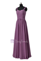 Long victoria lilac chiffon bridesmaid dress floor length lilac party dresses(bm2386)
