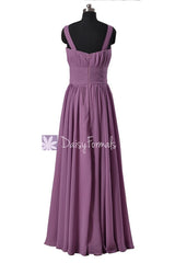 Long Victoria Lilac Chiffon Bridesmaid Dress Floor Length Lilac Party Dress(BM2386)