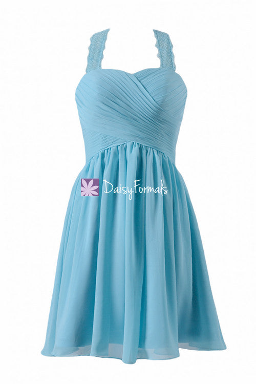Gracious Sea Blue Party Dress Knee Length Bridesmaids Dress w/Lace Str DaisyFormals-Bridesmaid and Formal Dresses in 59+ Colors Gracious Sea Blue Party Dress Knee Length Bridesmaids Dress w/Lace Str DaisyFormals-Bridesmaid and Formal Dresses in 59+ Colors