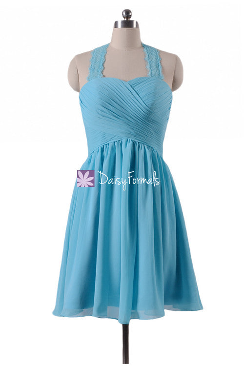 Gracious Sea Blue Party Dress Knee Length Bridesmaids Dress w/Lace Str DaisyFormals-Bridesmaid and Formal Dresses in 59+ Colors Gracious Sea Blue Party Dress Knee Length Bridesmaids Dress w/Lace Str DaisyFormals-Bridesmaid and Formal Dresses in 59+ Colors