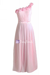 Fabulous pink bridesmaid dress light pink full length chiffon party dresses (bm239l)