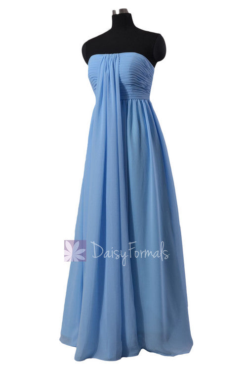 Long Strapless Chiffon Bridesmaid Dress Cornflower Pleated Party Dress DaisyFormals-Bridesmaid and Formal Dresses in 59+ Colors Long Strapless Chiffon Bridesmaid Dress Cornflower Pleated Party Dress DaisyFormals-Bridesmaid and Formal Dresses in 59+ Colors