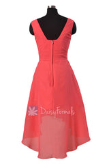 Red Coral Chiffon Bridesmaid Dress A-line Cherry Bridal Party Dress by Daisybridalhouse(BM2422)