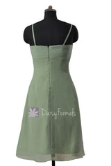 Soft Green Chiffon Bridesmaid Dress Short Xanadu Green Bridal Party Dress (BM2222)