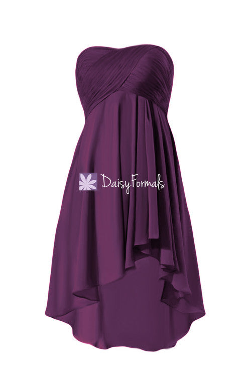 Dramatic Strapless Chiffon Party Dress Plum High-low Party Dress Prom DaisyFormals-Bridesmaid and Formal Dresses in 59+ Colors Dramatic Strapless Chiffon Party Dress Plum High-low Party Dress Prom DaisyFormals-Bridesmaid and Formal Dresses in 59+ Colors