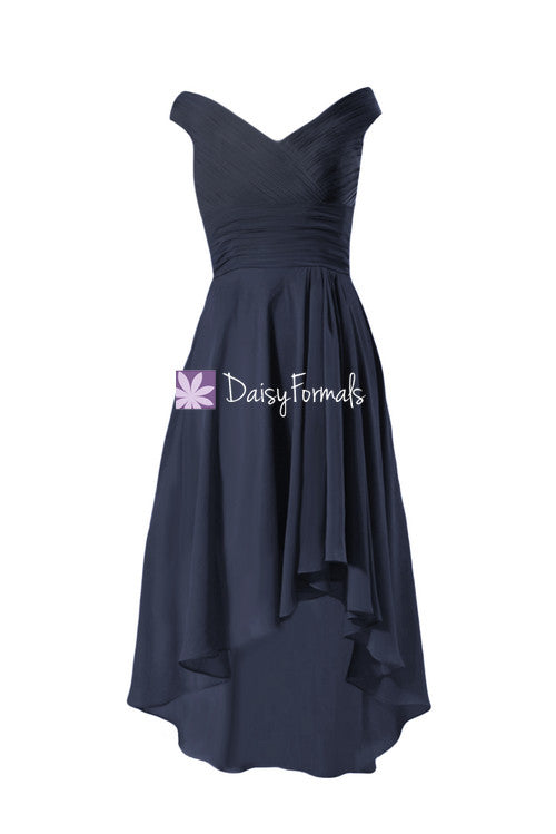 Off-Shoulder Elegant Bridesmaids Dress Navy High-low Party Dress Graduation Dress (BM2432) DaisyFormals-Bridesmaid and Formal Dresses in 59+ Colors Off-Shoulder Elegant Bridesmaids Dress Navy High-low Party Dress Graduation Dress (BM2432) DaisyFormals-Bridesmaid and Formal Dresses in 59+ Colors